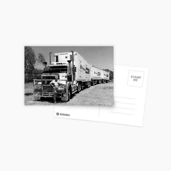 Triple Road Train with Truckie Postcard