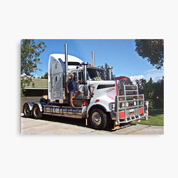 Truckie with his Kenworth T904 Metal Print
