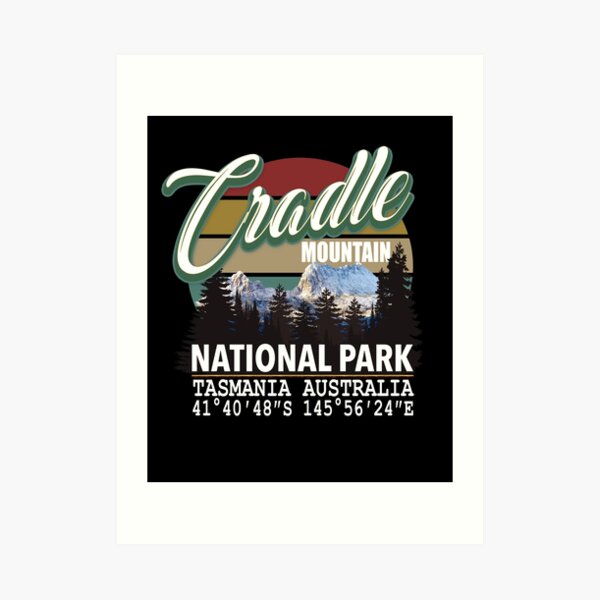 Cradle Mountain National Park with GPS Location Tasmania Australia Art Print