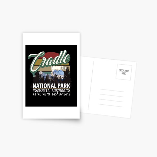 Cradle Mountain National Park with GPS Location Tasmania Australia Postcard