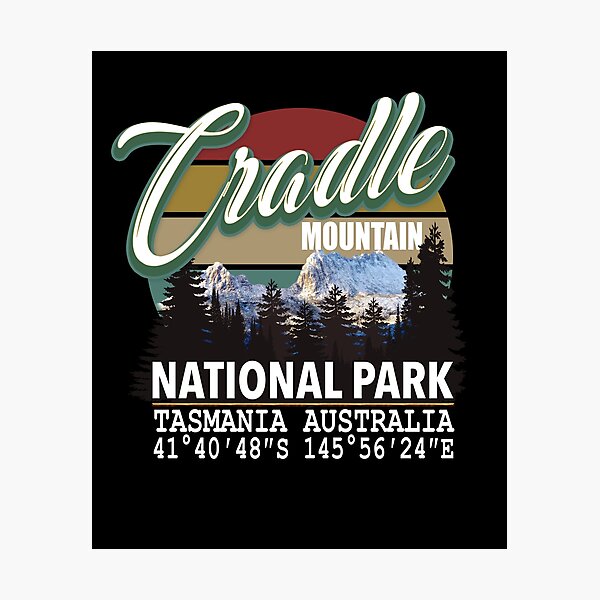 Cradle Mountain National Park with GPS Location Tasmania Australia Photographic Print