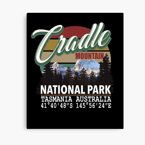 Vintage Cradle Mountain National Park with GPS Location Tasmania Australia Canvas Print