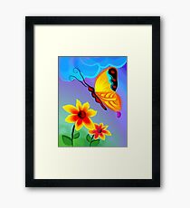 Attraction of the butterfly towards the beauty of the flowers Framed Print