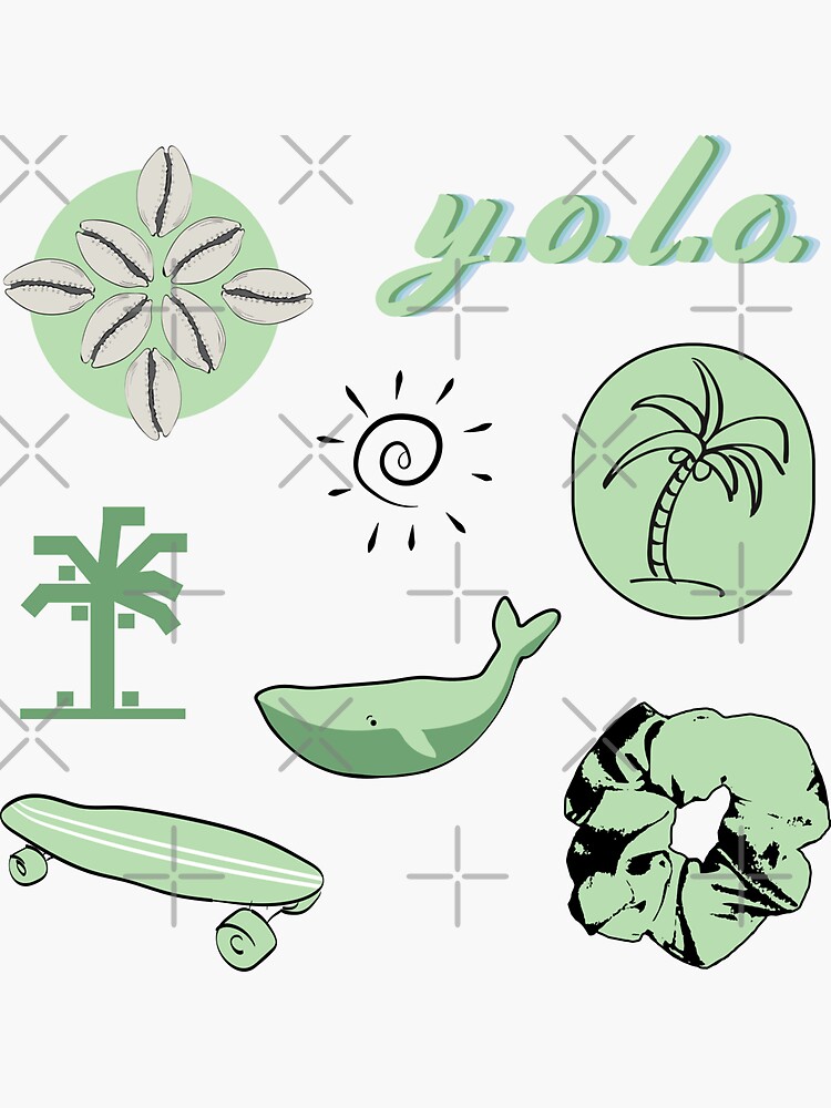 Green Palm Tree Beach Aesthetic VSCO Sticker