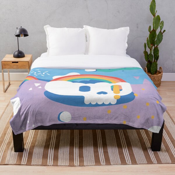 Rainbow Skull Abstract Throw Blanket