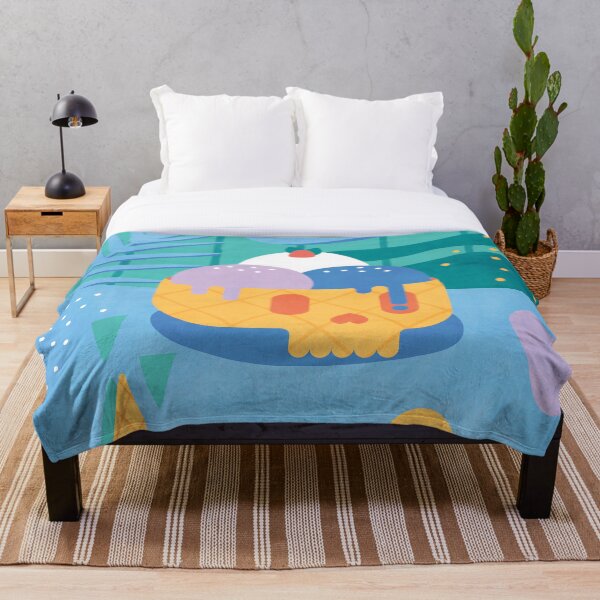 Skull Ice Cream Cone Throw Blanket