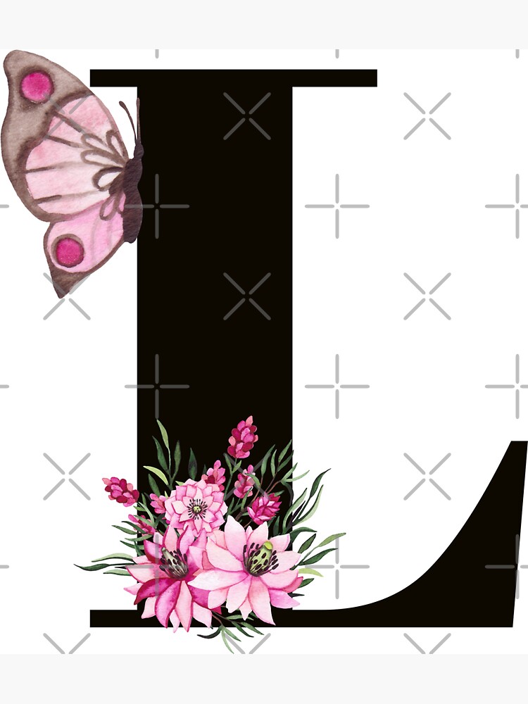 letter b alphabet monogram pink flower and butterfly Lightweight