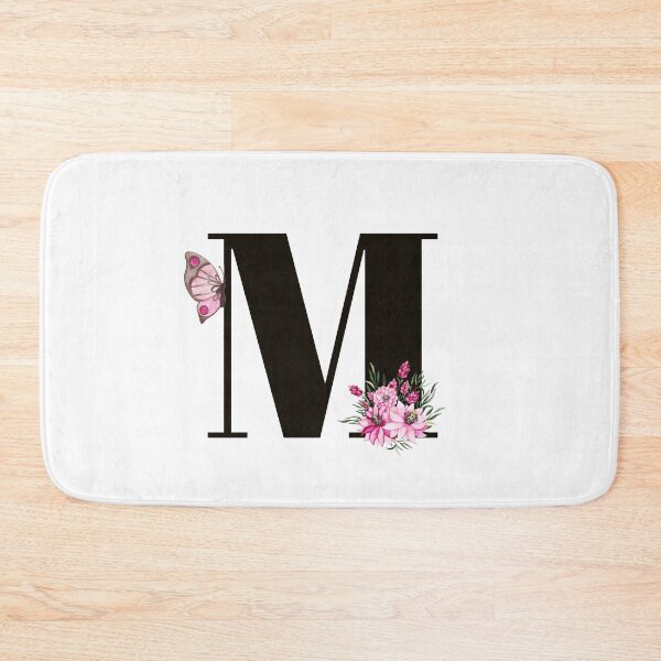Item preview, letter m alphabet monogram pink flower and butterfly designed and sold by atevern.