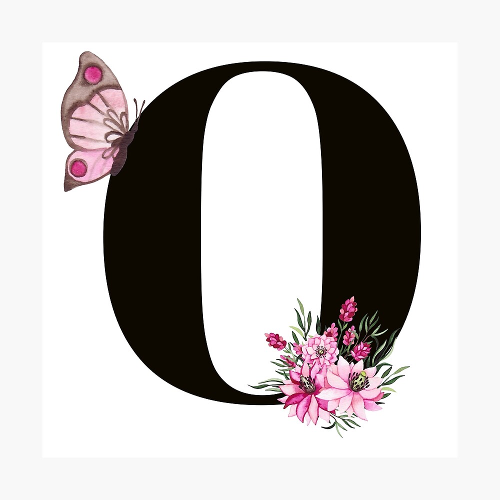 letter o alphabet monogram pink flower and butterfly poster by atevern redbubble