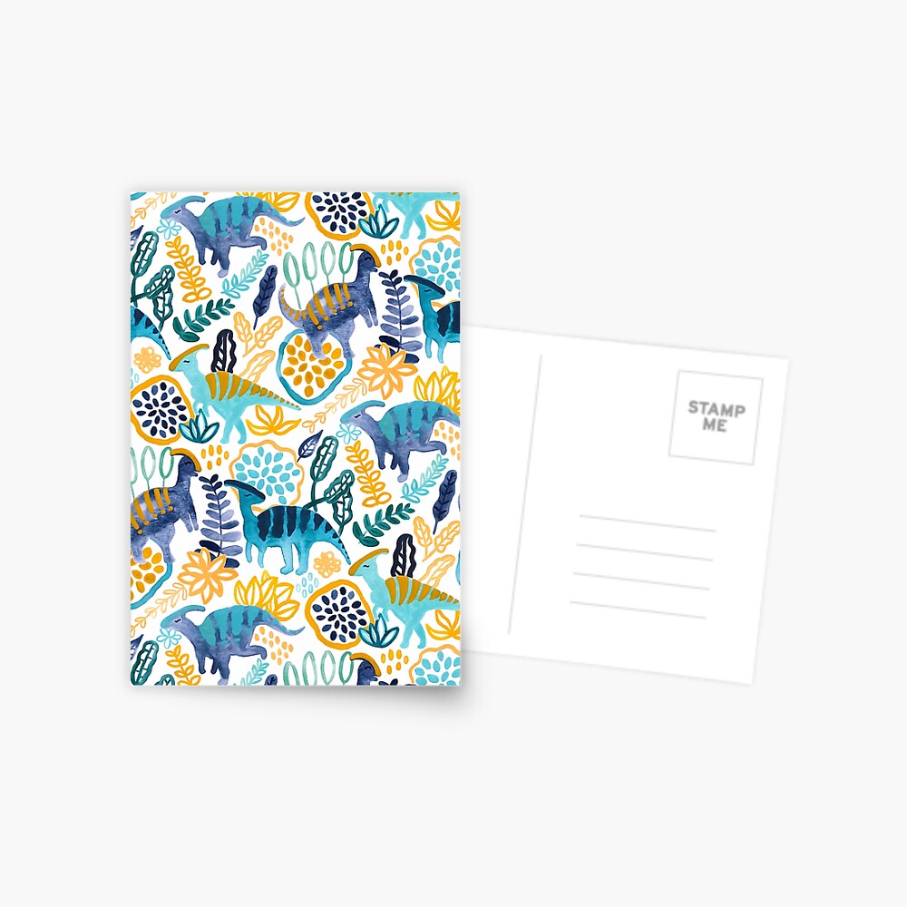 Gouache Parasaurolophuses Postcard