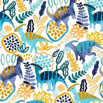 Artwork thumbnail, Gouache Parasaurolophuses by TigaTiga