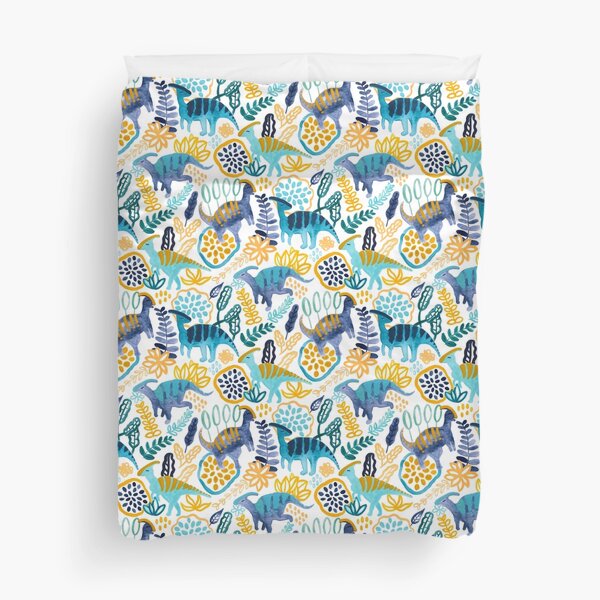 Gouache Parasaurolophuses Duvet Cover