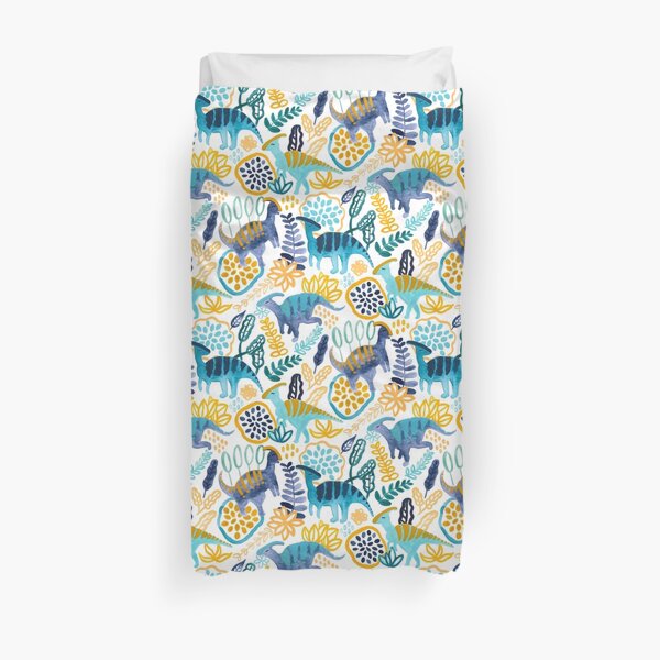 Gouache Parasaurolophuses Duvet Cover