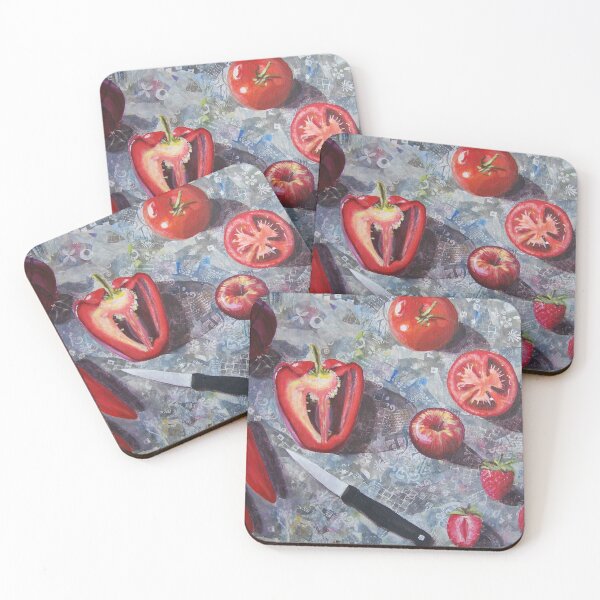 Item preview, Chopping board with red fruit and vegetables designed and sold by Kathryn Green.