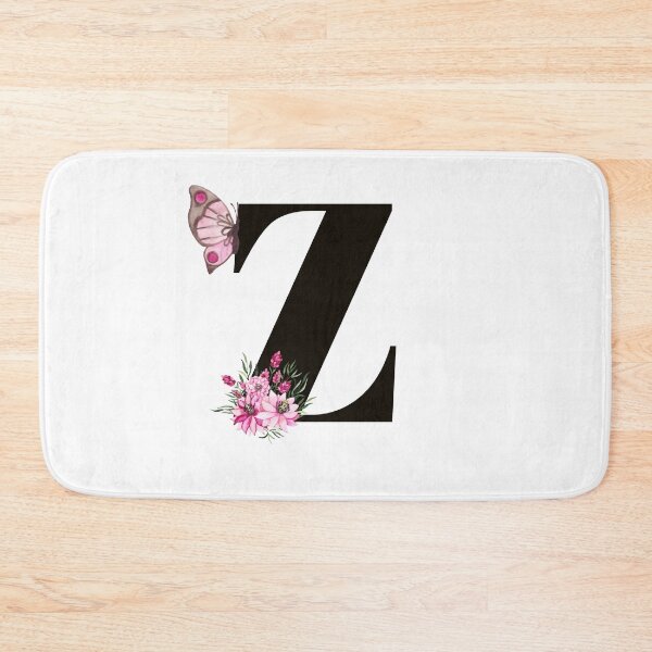 Item preview, letter z alphabet monogram pink flower and butterfly designed and sold by atevern.