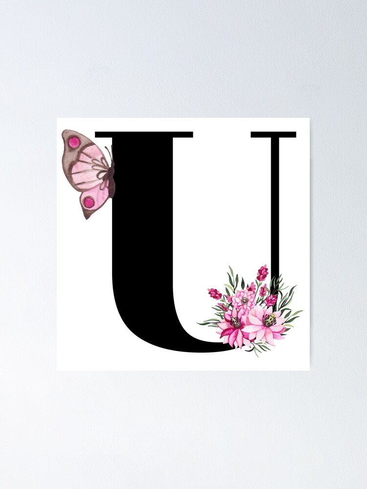 letter b alphabet monogram pink flower and butterfly Lightweight