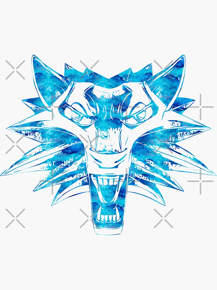" Wolf Head Watercolor stencil art style wolf sticker" Sticker by