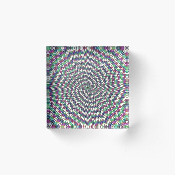 #abstract #blue #psychedelic #pattern #fractal #green #pink #design #decorative #graphic #digital #yellow #illustration #geometric #red #wallpaper #art #explosion #star #illusion #flower #purple Acrylic Block