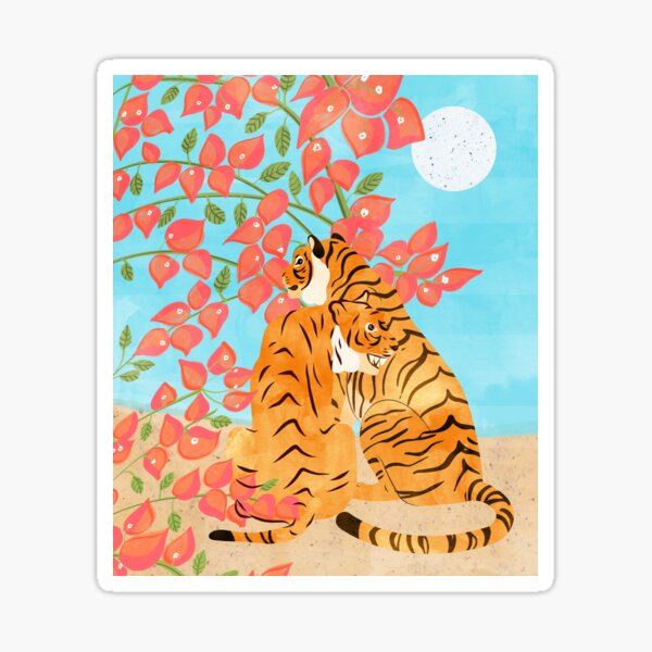 Tiger Honeymoon #illustration #painting #wildlife Sticker