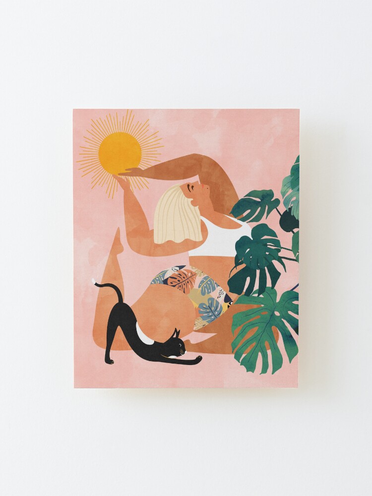 Alternate view of Tropical Yoga #illustration #tropical Mounted Print
