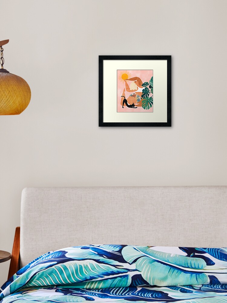 Thumbnail 1 of 7, Framed Art Print, Tropical Yoga #illustration #tropical designed and sold by 83oranges.