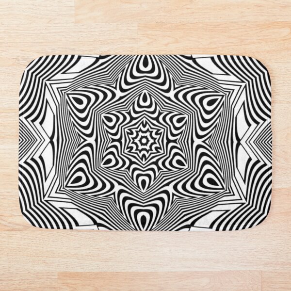 #Psychedelic #Hypnotic #Pattern, Visual #Illusion, Optical Art  Bath Mat