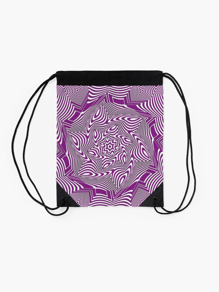 Alternate view of #Psychedelic #Hypnotic #Pattern, Visual #Illusion, Optical Art  Drawstring Bag