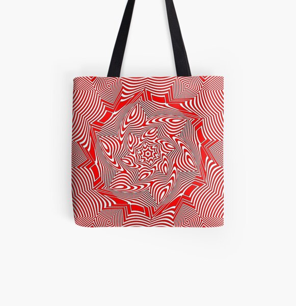 #Psychedelic #Hypnotic #Pattern, Visual #Illusion, Optical Art  All Over Print Tote Bag