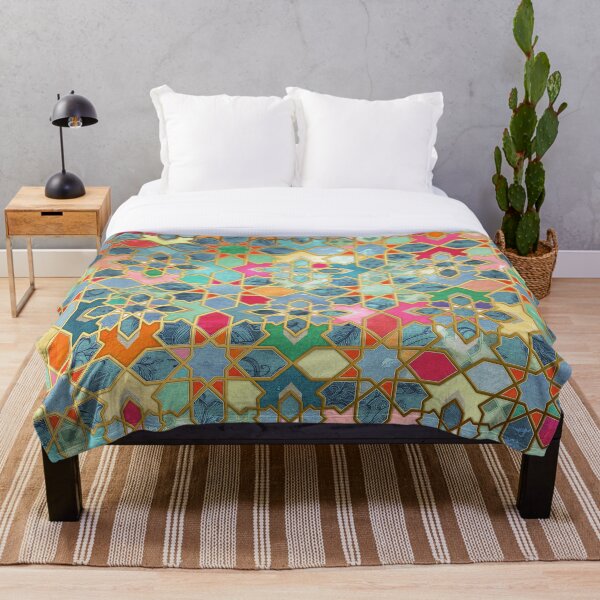 Gilt & Glory - Colorful Moroccan Mosaic Throw Blanket