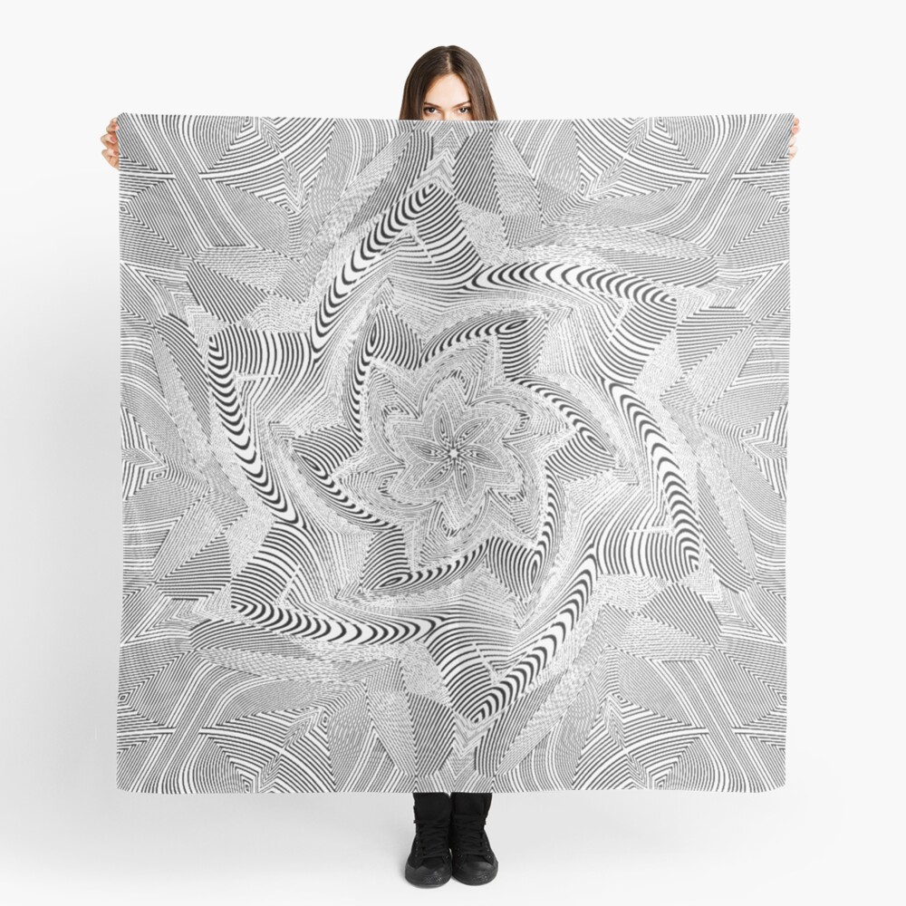 #Psychedelic #Hypnotic #Pattern, Visual #Illusion, Optical Art  Scarf