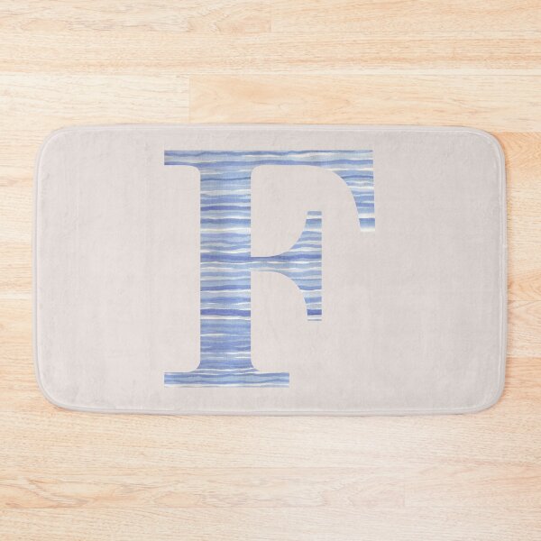 Item preview, Letter F Blue Watercolor Stripes Monogram Initial designed and sold by theartofvikki.