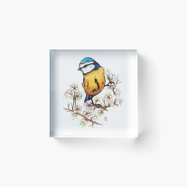 Item preview, Blue tit with cherry blossoms designed and sold by camarocaro.