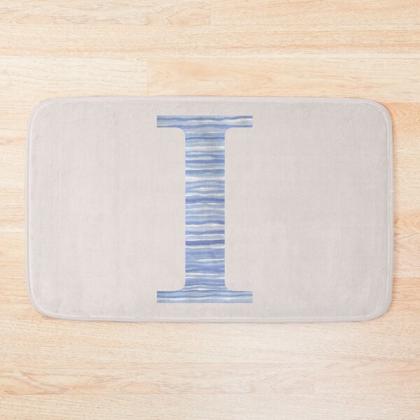 Item preview, Letter I Blue Watercolor Stripes Monogram Initial designed and sold by theartofvikki.