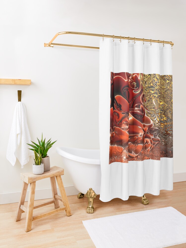 "Abstract Gold and Red" Shower Curtain by PBarlowArt Redbubble