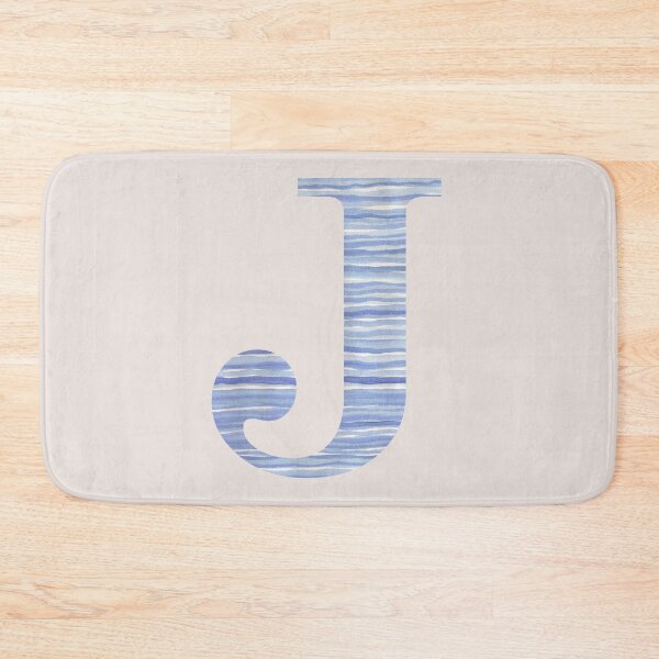 Item preview, Letter J Blue Watercolor Stripes Monogram Initial designed and sold by theartofvikki.