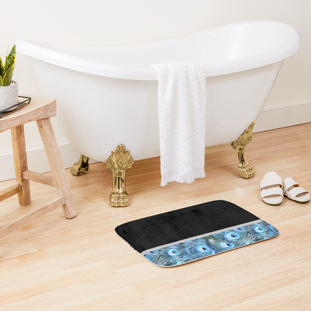 Peacock border Bath Mat