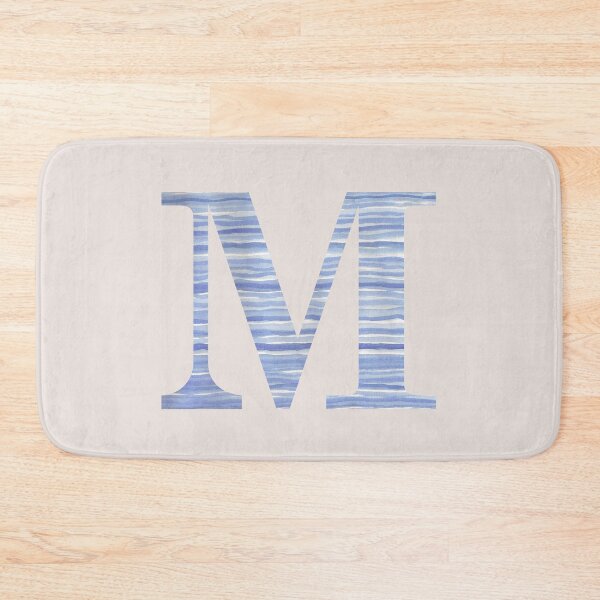 Item preview, Letter M Blue Watercolor Stripes Monogram Initial designed and sold by theartofvikki.