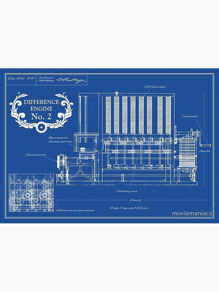 "Difference Engine No. 2 Blueprint" Poster for Sale by moviemaniacs