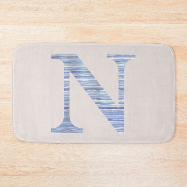 Item preview, Letter N Blue Watercolor Stripes Monogram Initial designed and sold by theartofvikki.