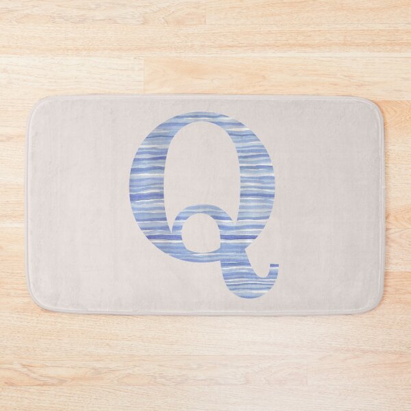 Item preview, Letter Q Blue Watercolor Stripes Monogram Initial designed and sold by theartofvikki.