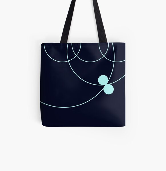 Midnight Blue Circles Pattern All Over Print Tote Bag