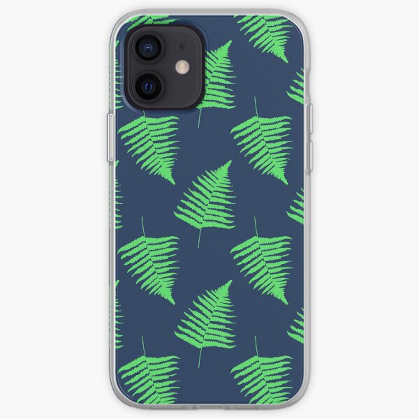 Navy and Lime Fern Pattern iPhone Soft Case