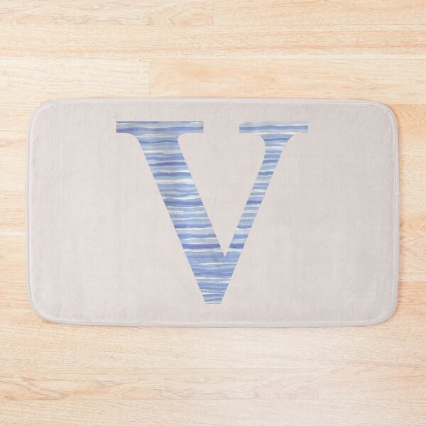 Item preview, Letter V Blue Watercolor Stripes Monogram Initial designed and sold by theartofvikki.