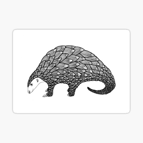 Pangolin (ink illustrations of weird animals that are real) Sticker