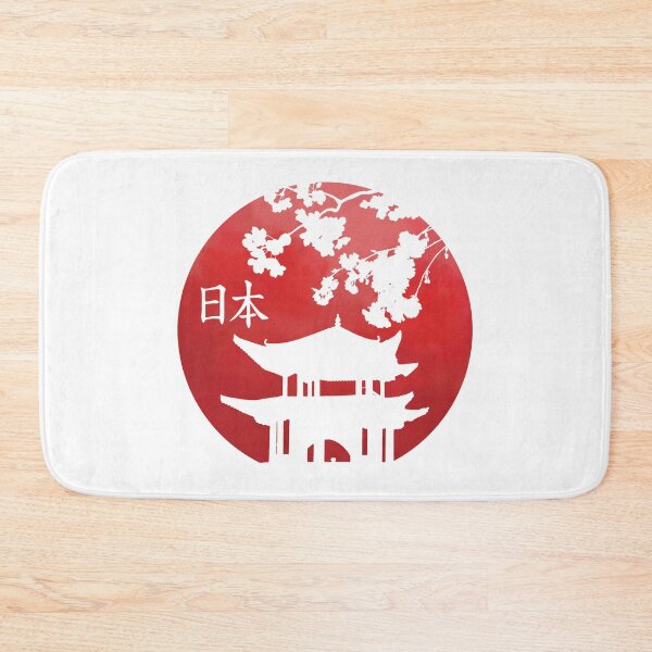 Item preview, Vintage comic Japanese flag with solhouette of temple, sakura, kanji | Nature designed and sold by Vane22april.