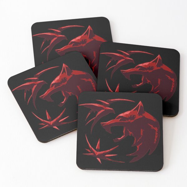 Witcher Wolf and swallow blood Coasters (Set of 4)