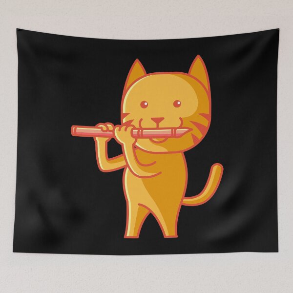 Item preview, Cat plays flute designed and sold by tonstan.