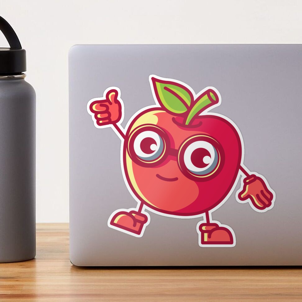 Cool Kawaii Apple with Sunglasses - Nerdy Fruit' Sticker