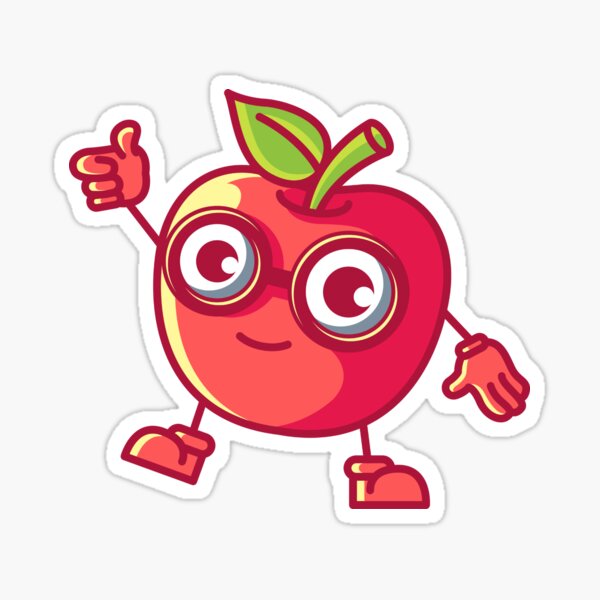 Cool Kawaii Apple with Sunglasses - Nerdy Fruit' Sticker