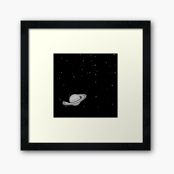 Black and White Saturn Framed Art Print